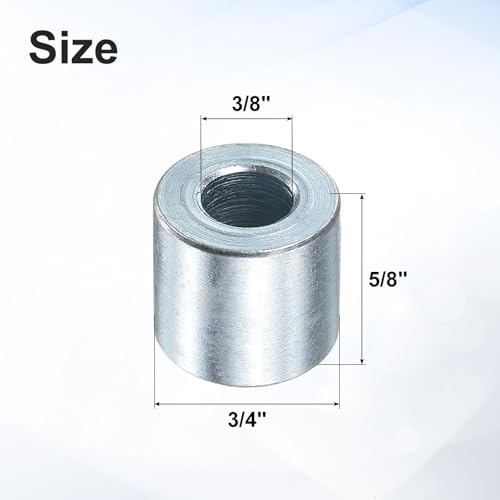 uxcell 25 Pcs Galvanized Steel Spacer 3/8" Bore x 3/4" OD x 5/8" Length, Unthreaded Standoff Bushing Plain Finish, Round Metal Spacer Fits M12 Screws Bolts 3/8"ID x 3/4"OD x 5/8"Length