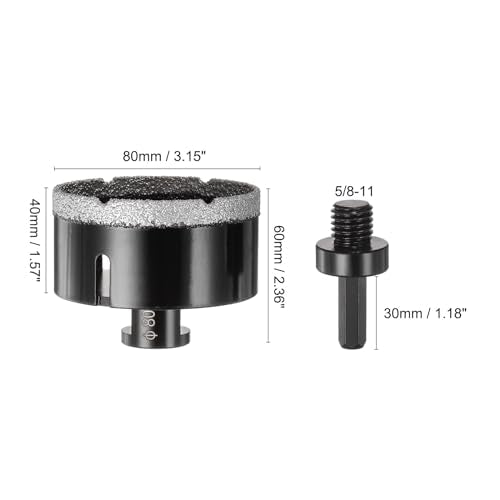 HARFINGTON Diamond Core Drill Bit 3.15"/80mm Dia Diamond Hole Saw Kit for Tile Porcelain Ceramic Marble Stone 3.15"