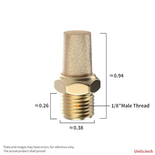 Air Pneumatic Mufflers, 1/8" Male Thread Sintered Bronze Exhaust Muffler Silencer (Pack of 10) 1/8" Male(10Pcs)