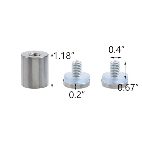 T Tulead Stainless Steel Standoff Sign Holder Screws 1" x 1-3/5", 8PCS 1.77 inches x 1 inch Silver
