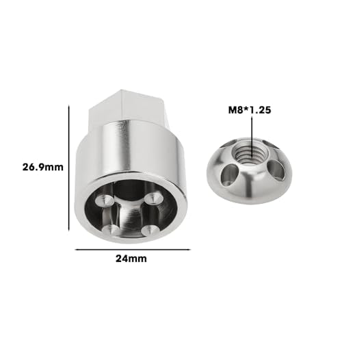 1 Set of M8 4-Hole Anti-Theft Security Nut Set Stainless Steel Anti-Theft Device for Rooftop Tent Bike Rack Solar System (4 Nuts 1 Lock) Silver