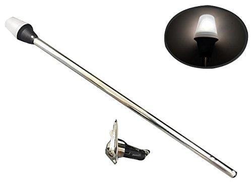 Pactrade Marine All-Round Boat Navigation Lights - 24-Inch Incandescent White Stern Light (Flush Mount, Removable Chrome Plug-in Base) - Boat Accessories for Pontoon, Yacht, Kayak Incandescent 24" - Removable Chrome Plug-in Base