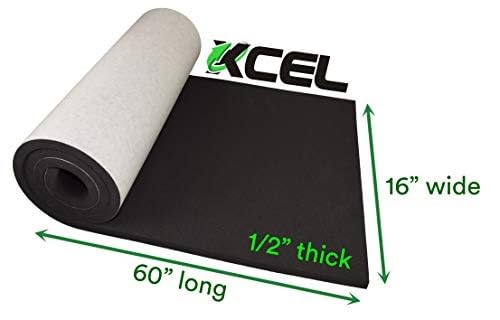 XCEL Marine Foam Roll with Self Adhesive - Black 60" x 16" x 1/2" Closed Cell Foam Rubber Water Resistant Padding Sheet - Home, Marine, Garage, Automotive, Crafts & Cosplay (Black, 60" x 16" x 1/2") 60" x 16" x 1/2"