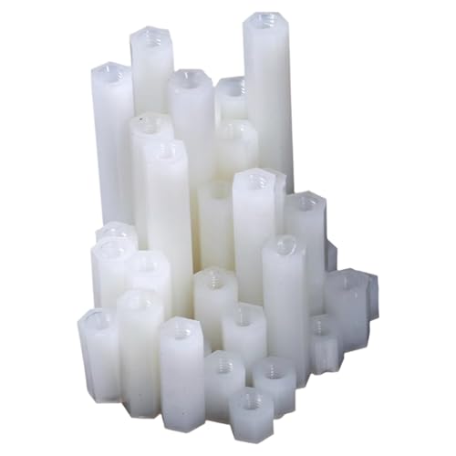 Nylon PA66 Plastic White Color Metric Female Hex Standoffs Spacer,Motherboard Threaded Pillar Plain Finish, Fits Circuit Board Screws Bolts M4X24/30pcs