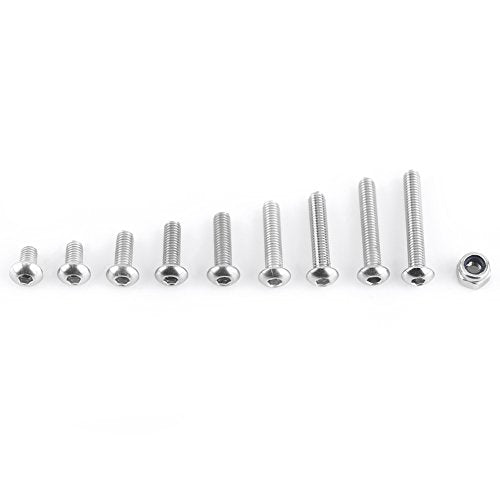 M3 Hex Socket Button Head Screws, Stainless Steel Assortment Kit with Locknuts for DIY Repair 304 Stainless Steel 5mm to 20mm 280 Pieces Storage Box