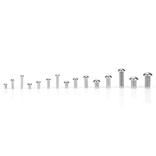 Round Head Solid Rivets Knurled Shanks M2 M3 M4 M5 Stainless Steel Fasteners Assortment Kit with Storage Box