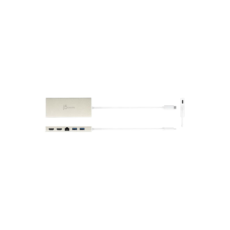 j5create USB-C Mini Dock- Type C Hub with 2X HDMI, 2X USB 3.0, Ethernet, Power Delivery 2.0 (JCD381)