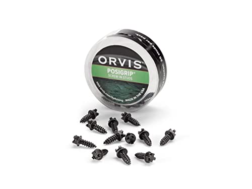 Orvis Posigrip Screw-in Studs for Wading Boots - Tungsten Carbide Traction for Fishing Shoes and Boots, Black - 24 Studs per/Pack 1 SZE