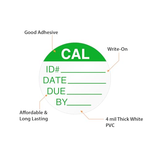 SmartSign (250/Pack) Calibration Labels in Dispenser Box, 0.75" x 0.75", Write-On 4 mil Thick White Polyvinyl Chloride (PVC), Laminated Stickers with Permanent Acrylic Adhesive, Tear-Resistant