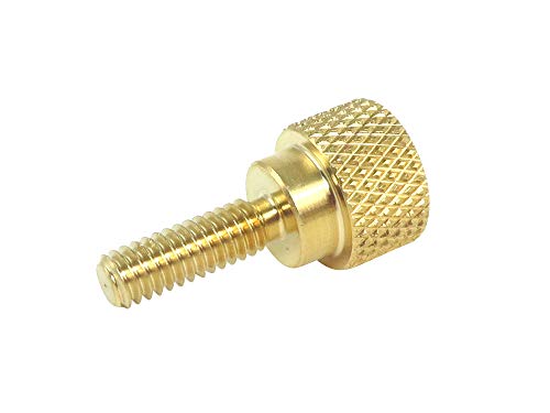 10 Pack 8-32 x 1/2 Inch Threads Solid Brass Diamond Knurled Thumb Screws Knobs with Straight Shoulders Right-Hand Threads SAE Flat Tip Uncoated (8-32 x 1/2 inch Long Threads)