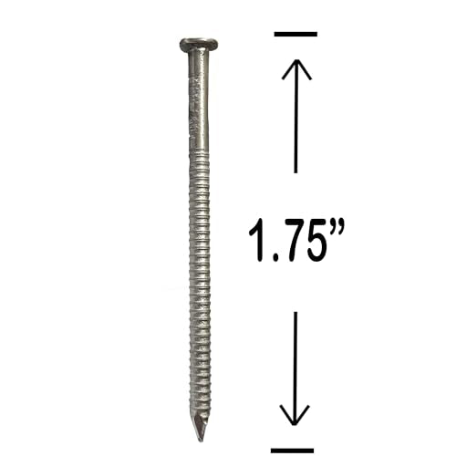BRAUNY BOY – 1.75” 304-STAINLESS STEEL – Ring Shank Siding Nail – 14 ga. Rust Resistant for wood siding - Approx (350 nails) -1 lb 1.0 Pounds