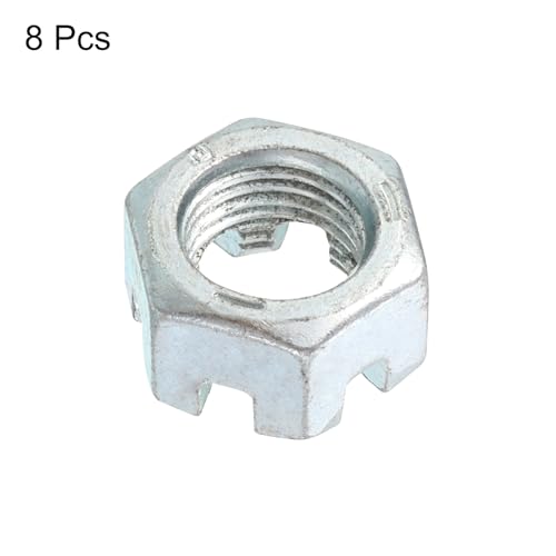 uxcell 8Pcs 1/2"-20UNF Hexagon Slotted Nut, Grade 6.8 Zinc Plated