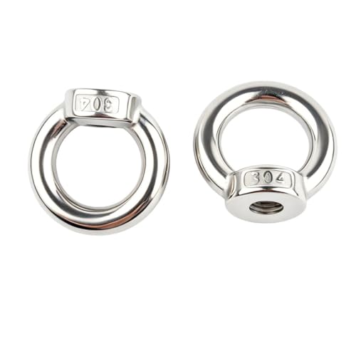 6 Pack M12 Lifting Eye Nut, 1/2" Ring Shape Eye Bolt Nuts 304 Stainless Steel M12-1/2"
