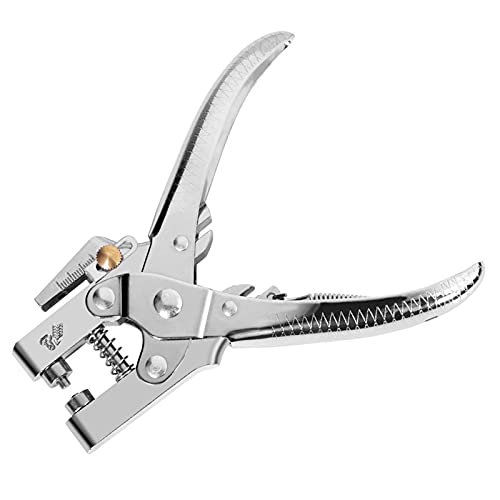 Belt Hole Puncher, Multifunctional Hole Punching Pliers Hole Punch Leather Hole Punch Tool Revolving Punch Plier Kit for Belts, Watch Bands, Straps, Dog Collars, Saddles
