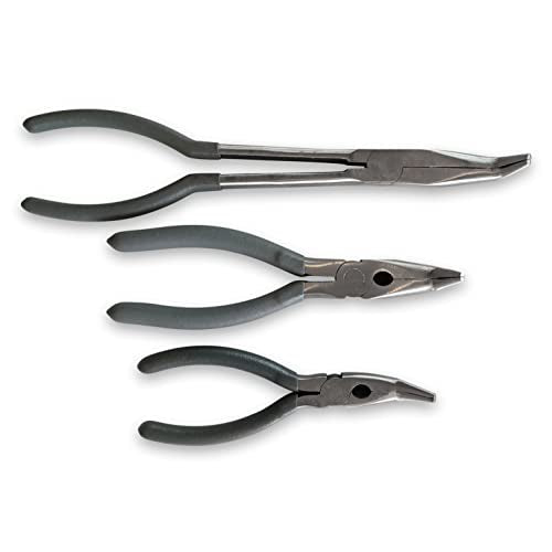Angled Long Needle Nose Pliers 3 Pcs Set – 11” & 7” & 6" 90/45 Degree Bent Nose Pliers