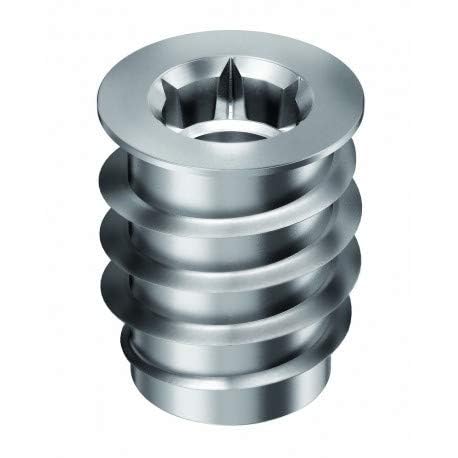 RAMPA® Made in Germany Steel Threaded Insert (50 pcs.) with hex Drive and Sealing Collar 8-32" Internal Thread (d), 8mm Diameter (D) X 12mm Length (L) Works Best in All Wood Materials and substrates.