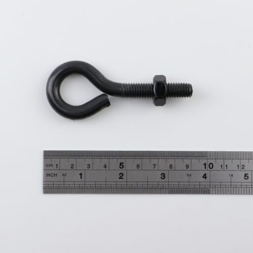 Dnyta 6 Pcs M10 Eye Bolts with Nuts for Hanging or Securing Cables, M10*50 Black M10x50mm(3/8"x2")