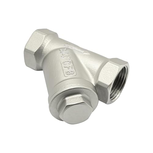 3/4 Inch Female Y-Strainer Industrial Piping, 304 Stainless Steel Valve Connector, Y Strainer for Removes Water Oil and Gas Contaminants 3/4 Inch