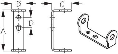 Sea-Lect K7482801 Trucourse™ Rudder Gudgeon, A:2-3/4", B:15-16", C:1-5/16:, D:11/16"