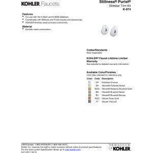 KOHLER 974-BL Slidebar trim, Matte Black
