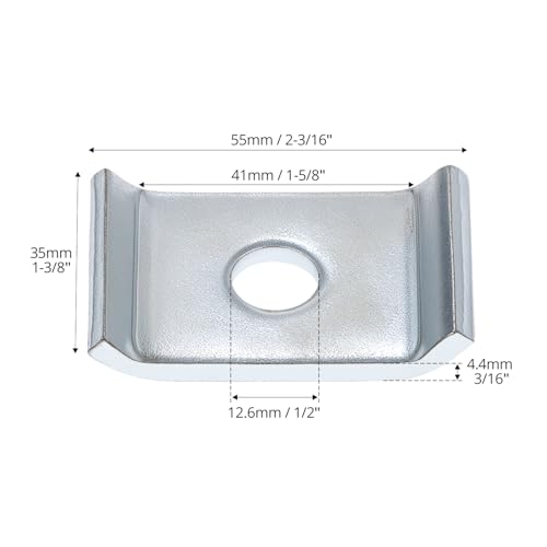 QWORK Strut Channel Washer, 10-Pack 1/2" Bolt Saddle Washer Plate Fastener for 1-5/8" Channel, 3/16" Thick Low Carbon Steel, Electrogalvanized Finish