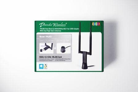 Panda Wireless® PAU0D AC1200 Wireless AC USB Adapter w/Dual Antennas - Windows 7/8/10/11/2019/2022, Zorin, MXLinux, Mint, Ubuntu, Fedora, openSUSE, Rocky, Kali Linux and Raspbian