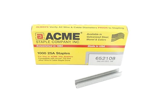 Acme Cable Staples, Galvanized Steel, 1/4-Inch Crown, 3/8-Inch Leg, 5000-Pack, Heavy-Duty for Indoor and Outdoor Use