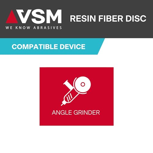 VSM 25-Pack - 4-1/2 inch 60 Grit (Medium) - Ceramic Plus Resin Fiber Disc with Top-Size, Tear-Resistant Fiber Backing, Durable, Hand-Held Machine Compatible Sanding Discs 4-1/2"