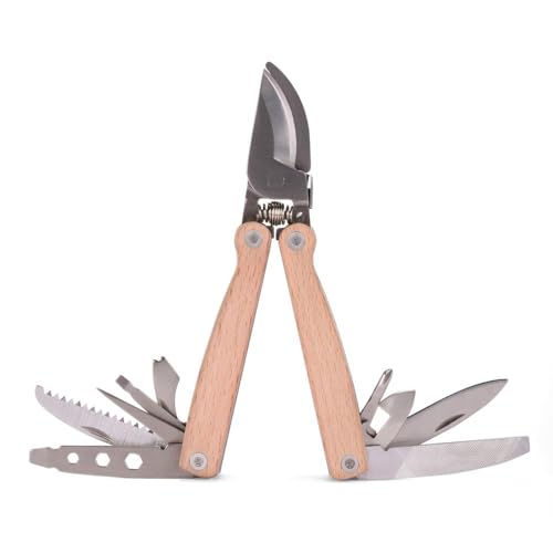 Kikkerland Beechwood Pocket Garden Plant Pruner Multi Tool, Beige