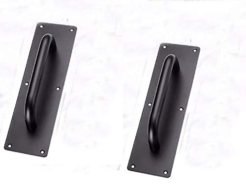 SUYA 12 Inches Push Pull Door Handles Premium Commercial Sliding Barn Door Handle Pull and Push Plate for Front/Back Door/Mark/Restaurant/High Traffic Areas,Matte Black (2pcs) Matte Black
