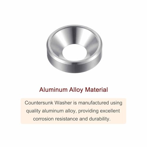 HARFINGTON 20pcs Countersunk Washer M5 Anodized Aluminum Alloy Finishing Washers, Screw Gaskets for Mechanical Accessories Parts, Silver