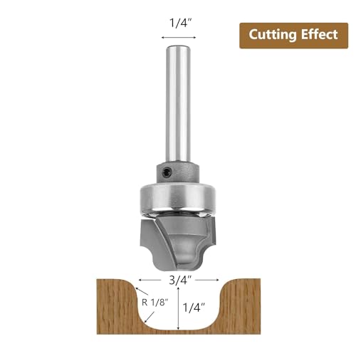SpeTool Juice Groove Router Bits with Bearing 1/8" Radius 1/4" Shank, Bowl and Tray Router Bit for Crafting Drainage Grooves, Decorative Edges and Custom Woodworking Projects