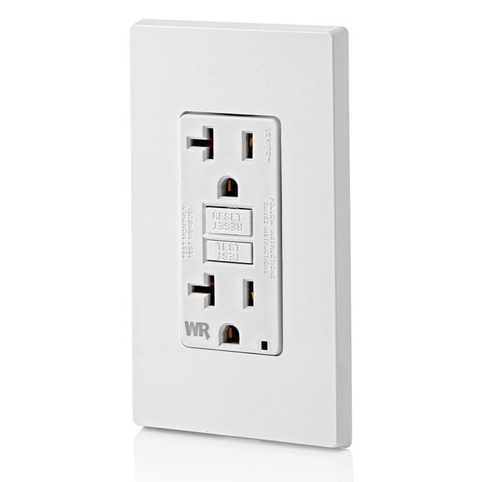 Leviton GFCI Weather-Resistant Outlet, 20 Amp, Self Test, Non Tamper-Resistant with LED Indicator Light, Outdoor Locations, GFWR2-W, White 1
