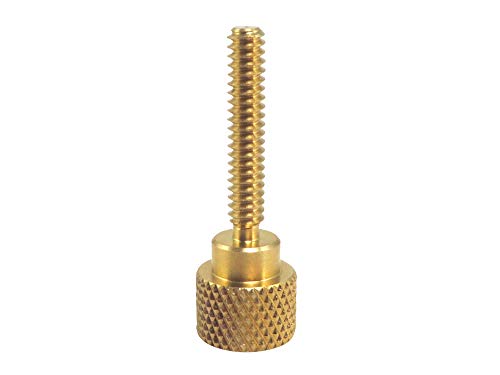 10 Pack 6-32 x 3/4 Inch Threads Solid Brass Diamond Knurled Thumb Screws Knobs with Straight Shoulders Right-Hand Threads SAE Flat Tip Uncoated (6-32 x 3/4 inch Long Threads)
