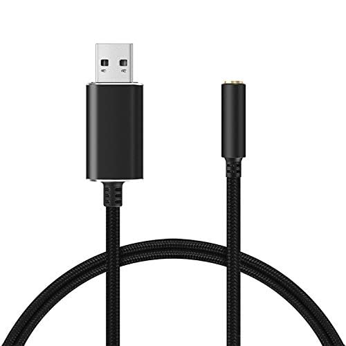 USB to 3.5mm Headphone and Microphone Jack Audio Adapter with 3.5mm Combo Aux Stereo Converter for Headset Mac PS4 PC Laptop Desktops External Sound Card Audio for Windows (100cm, Black) 100cm