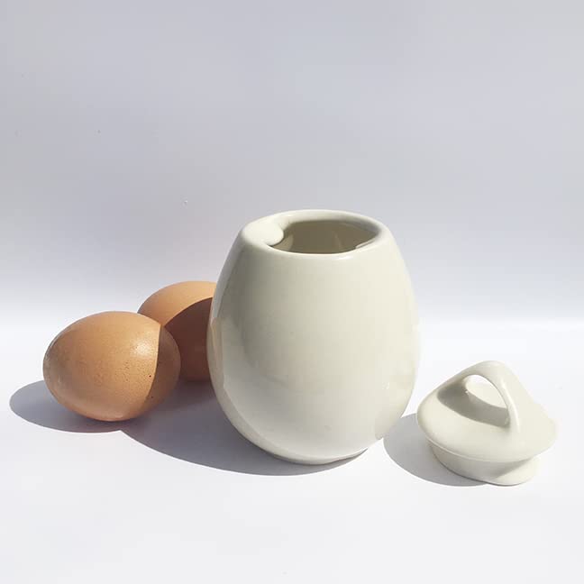 AggCoddler - Scandinavian Stoneware Egg Coddler with Simple Screw Lid - Updated Minimalist Design Egg Poacher Cooker for Quick and Easy Breakfast or Elegant Display - Made in the EU (Sussi (Tall))