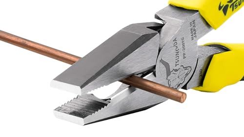 Tsunoda PP-200TG, High-Leverage Linemans Pliers 8-inches (200mm) 8-inches Elastomer Handle