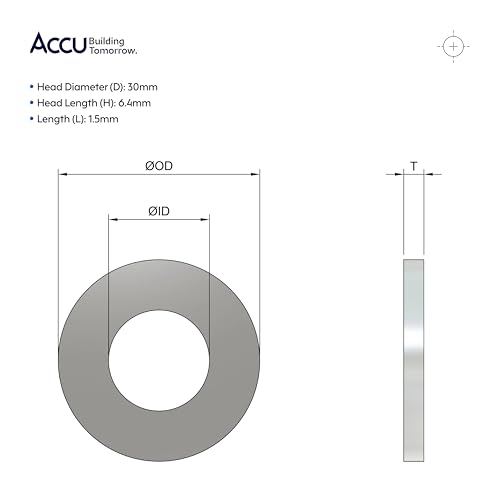 Accu - M6 x 30mm Penny Washers - Marine Stainless Steel (A4) (Pack of 20)