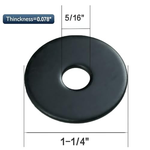 5/16 x 1-1/4 Inch 18-8(304) Stainless Steel Fender Washers, Black Zinc Plated Flat Washers for Screws and Bolts, 50 Pieces Large Repair Washers for Home and Industrial Use 5/16x1-1/4"