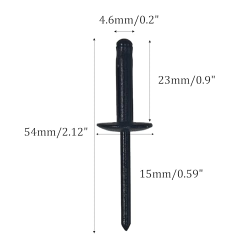 60PCS 3/16" x 4/5" （4.8 * 20 * 16MM）Tri-Fold Exploding Pop Rivets, Large Flange Aluminum Blind Rivets for Kayak, Marine, Automotive Applications, (Black） 4.8*20*16MM Black