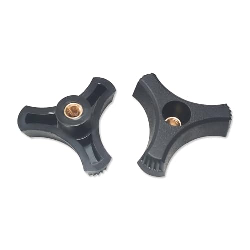 Black Plastic Knob 1/4 20 Three Prong Wing Nut 2 inch Diamete with Through Brass Insertr (Qty of 10)