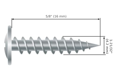 (Pack of 300) Painted 1-21/32" x 5/8" (4.2 x 16 mm) Self Tapping Wood Screws, Metal Screw, Modified Truss Head, Chocolate Brown RAL 8017 1-21/32" x 5/8" (4.2 x 16 mm)