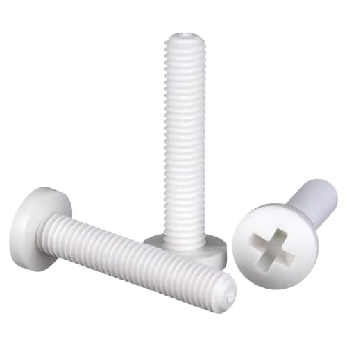 30Sets M4X16 Polypropylene (PP) Metric Cross Phillips Pan Head Screw Plastic Fasteners w./Nuts Washers Set (Non-Conductive, Lightweight) White