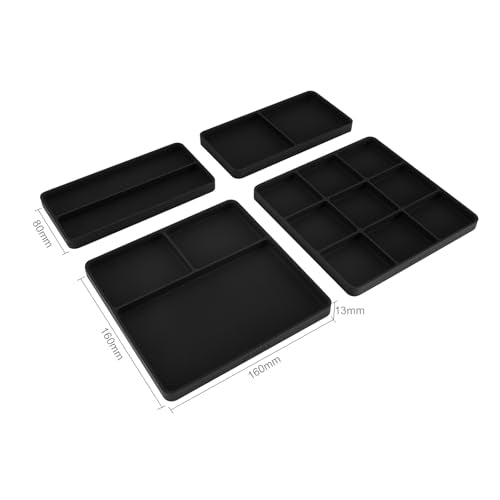 INJORA Multi-Compartment 3-Tier Stackable Silicone Parts Tray (160 x 160 mm)