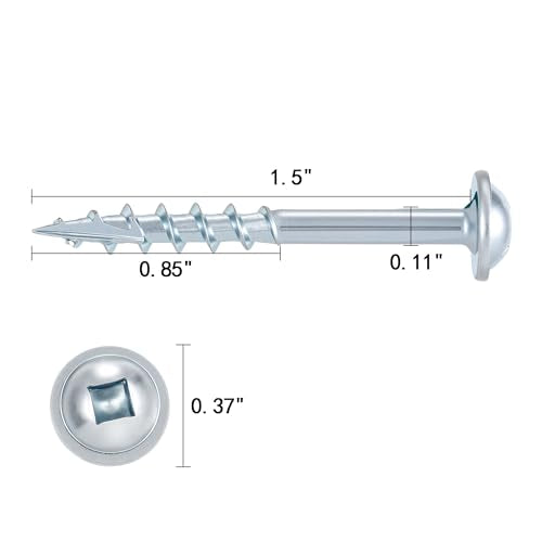 100 PCS #8 x 1-1/2” Pocket Hole Screws Exterior Pocket Screw #8x1-1/2" Zinc 100