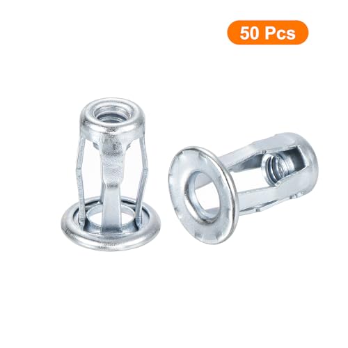 uxcell 50Pcs Multi-Grip Rivet Jack Nut, #10-24 Petal Carbon Steel Thread Zinc Finish Blind for Plastic Pressboard Hardboard Door Anchors Aluminium cladding Steel Pipe #10-24x0.72" 50