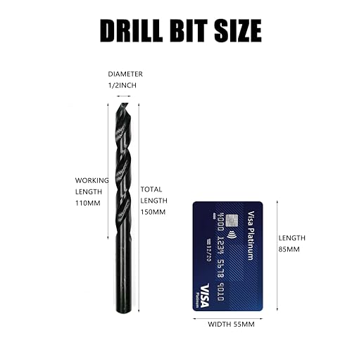 1/2inch HSS M35 Cobalt Twist Drill Bits for Metal 1/2inch (5pcs)
