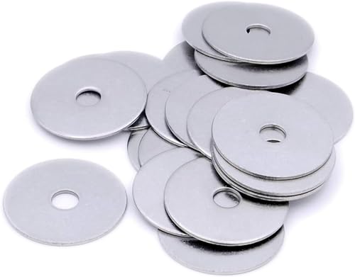 10PCS M6 Large Flat Washers, M6 x 40mm x 2mm Carbon Steel Galvanized Penny Washers Wide OD Repair Washers for Bolts Screws