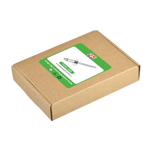 uxcell 25Pcs 1/4"x1/2" 304 Stainless Steel Large Flange Round Head Rivets, Large Cap Open End Blind Rivets for Construction, Automotive Manufacturing, Aerospace, Shipbuilding (Silver) 1/4"x1/2"