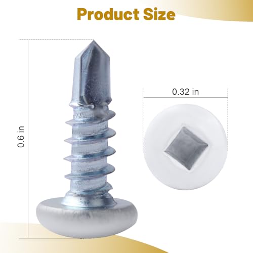 White Square Drive Trailer Exterior Self Tapping Screws #8x1/2 200 Pack
